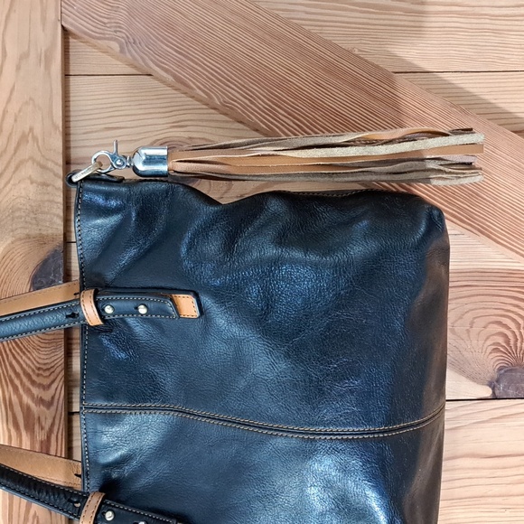 Vera Bradley Sagebrush Satchel Gallatin Leather Black and Tan - Picture 10 of 14